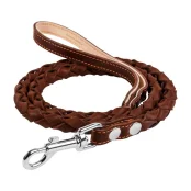 Поводок круглое плетение со вставкой для собак 16 мм, 122 см, коричневый