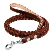 Поводок плетеный, двойная коса для собак 20 мм, 122 см, коричневый
