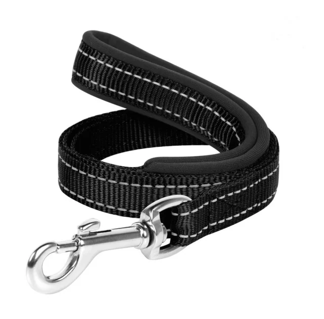 Нейлоновий поводок Dog Extreme c прорезініной ручкою для собак 14 мм, 122 см, чорний