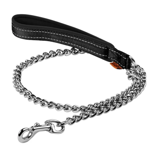 Поводок-цепь Dog Extreme с нейлоновой ручкой для средних пород собак, 3 мм, 105 см, черный