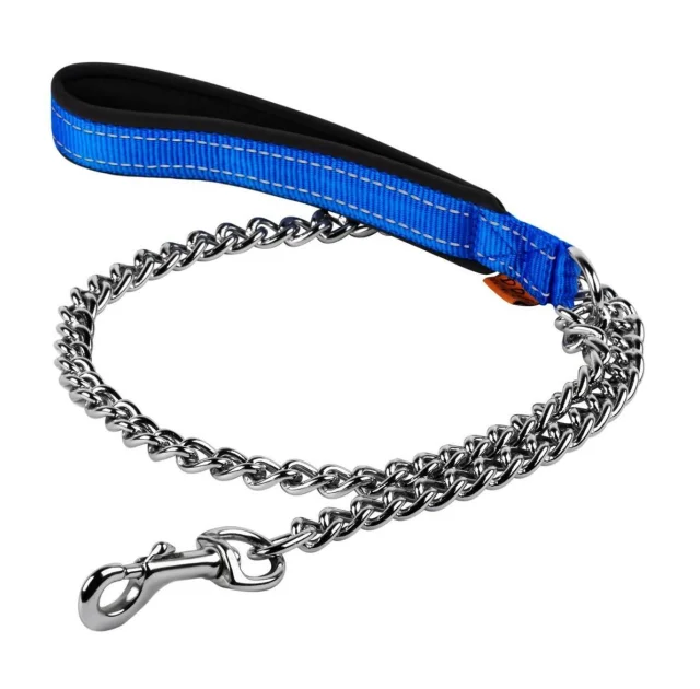 Поводок-цепь Dog Extreme с нейлоновой ручкой для крупных пород собак, 4 мм, 112 см, голубой