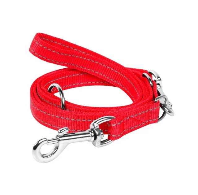 Нейлоновый поводок-перестежка Dog Extreme, двойной для собак 20 мм, 110/140/180 см, красный