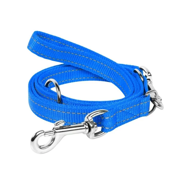 Нейлоновый поводок-перестежка Dog Extreme, двойной для собак 25 мм, 110/140/180 см, голубой