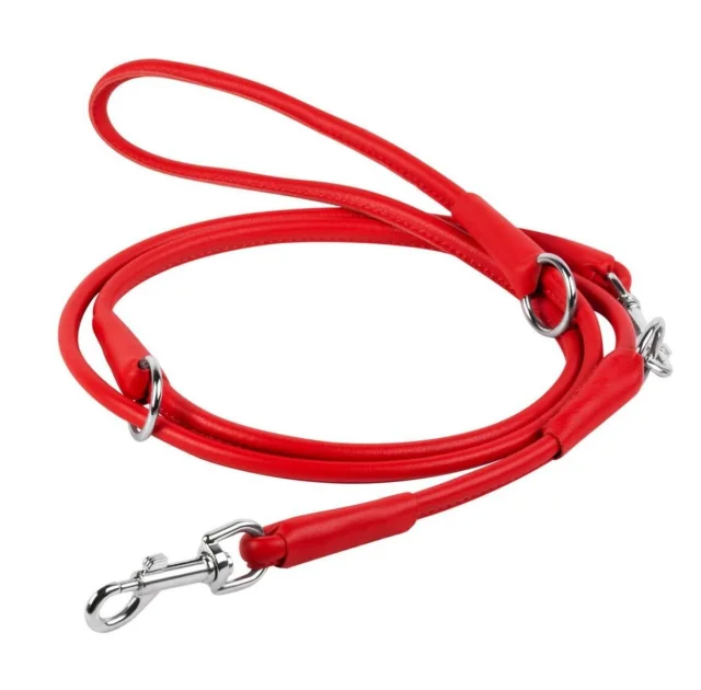Поводок-перестежка Waudog Glamour круглый для собак, 6 мм, красный