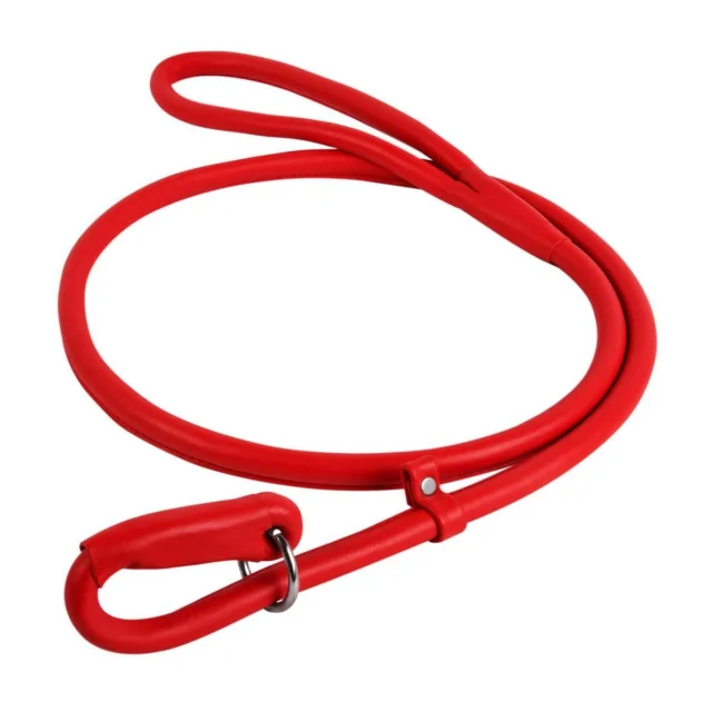 Повідець-зашморг Waudog Glamour круглий для собак 13 мм, 135 см, червоний