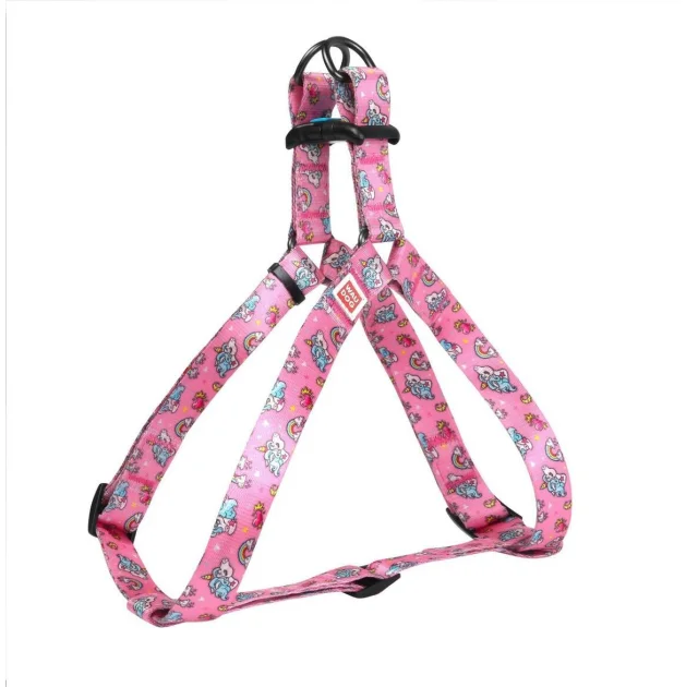 Шлея Waudog Nylon для собак с рисунком Единороги 25 мм, 60-90 см