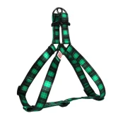 Шлея Waudog Nylon для собак с рисунком Шотландка зеленая 15 мм, 40-55 см