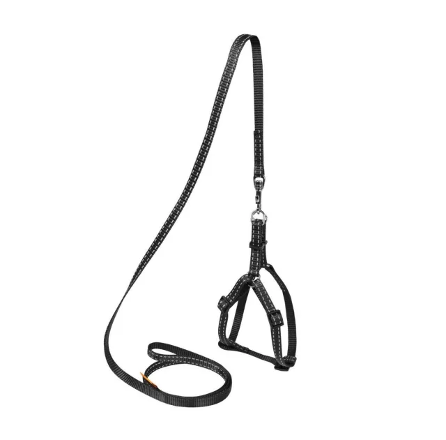 Нейлоновая шлея с поводком Dog Extreme для щенков, котят, кроликов 15 мм, 40-55 см, черная