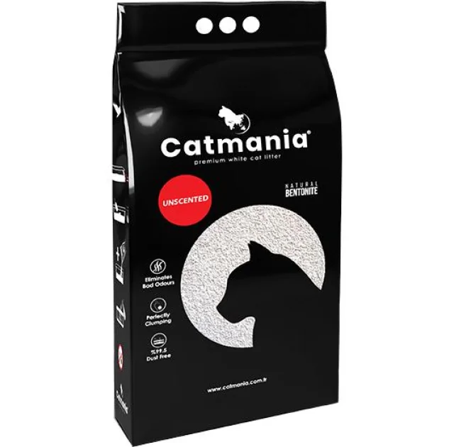 Бентонітовий наповнювач Catmania для котів, натуральний білий, 10 л