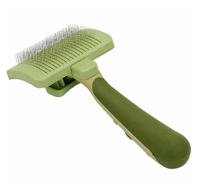 Пуходерка-слікер Safari Self-Cleaning Slicker Brush з самоочищенням, для собак і котів, середня, 10.5х6.5 см