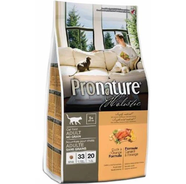 Сухий корм Pronature Holistic з качкою і апельсинами, холістік, без злаків, для котів, 2.72 кг