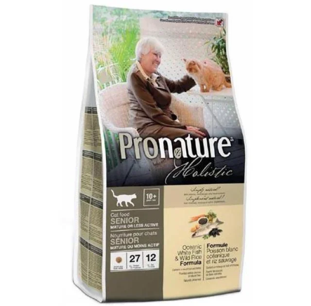 Сухий корм Pronature Holistic з океанічної білої рибою і диким рисом, холістік, для котів, 5.44 кг