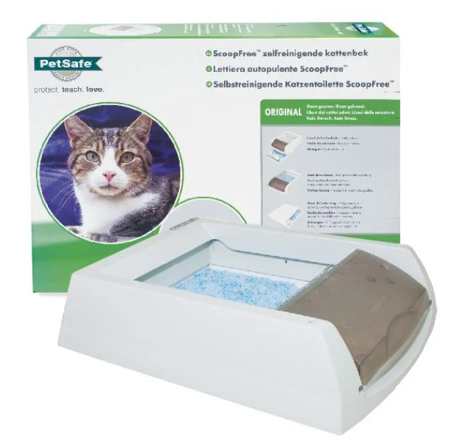 Туалет PetSafe ScoopFree автоматический для котов, в комплекте силикагелевый наполнитель