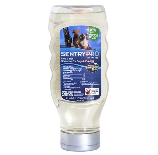 Шампунь Sentry PRO Ginger от блох и клещей, для собак и щенков, 532 мл