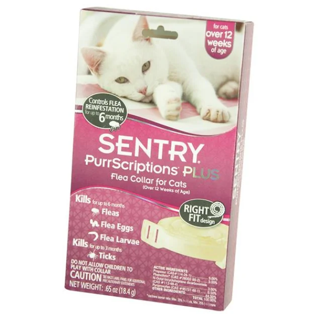Ошейник Sentry PurrScriptions Plus от блох и клещей для кошек, 6 месяцев защиты, 32 см