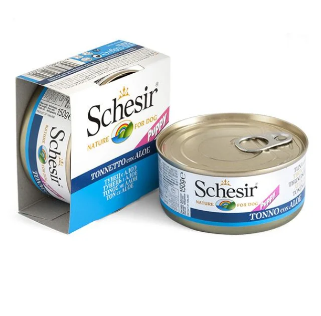 Консерви Schesir Tuna Aloe Puppy для цуценят, тунець з алое в желе, банку 150 г