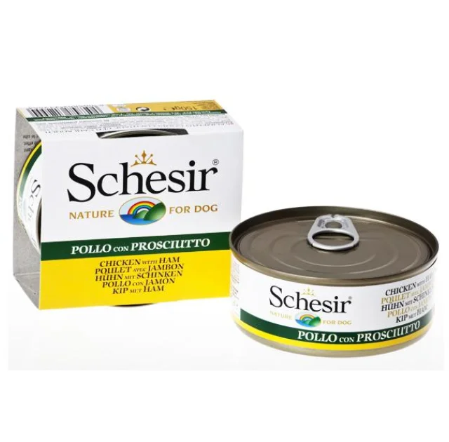 Консервы Schesir Chicken Ham для собак, с куриным филе и рисом, банка, 150 г