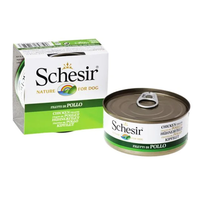 Консервы Schesir Chicken Fillet для собак, с куриным филе и рисом, банка, 150 г