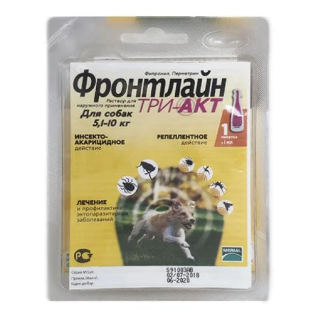 Капли Boehringer Ingelheim Frontline TRI-AKT S против эктопаразитов для собак от 5 до 10 кг, монопипетка