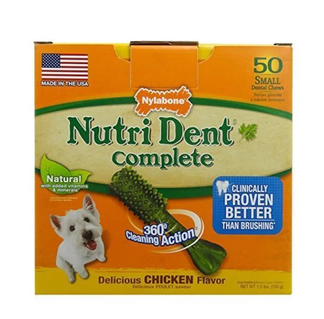 Ласощі Nylabone Nutri Dent Chicken Small для чищення зубів для собак, смак курки, 50 шт, ціна за 1 штуку
