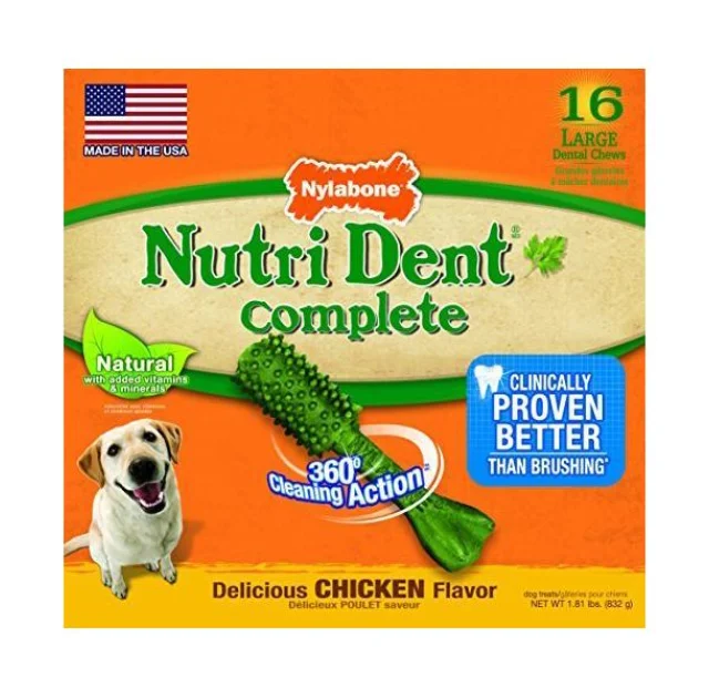Ласощі Nylabone Nutri Dent Chicken Large для чищення зубів для собак, смак курки, 4 шт, ціна за 1 шт