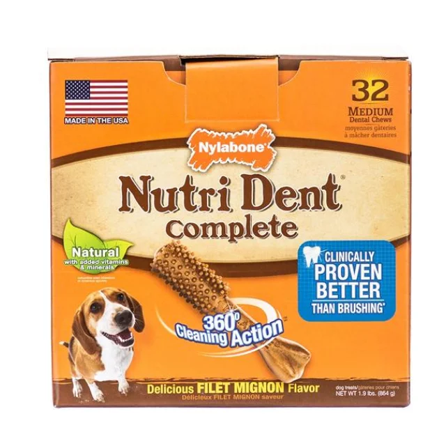 Ласощі Nylabone Nutri Dent Filet Mignon Medium, для чищення зубів собак до 16 кг, 4 шт, ціна за 1 шт