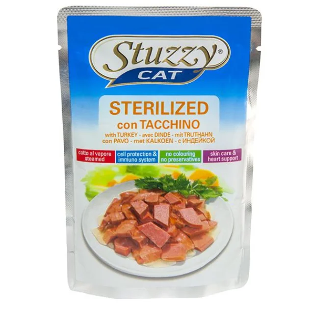 Влажный корм Stuzzy Cat Sterilized Turkey с индейкой, в соусе для стерилизованных кошек, пауч, 100 г
