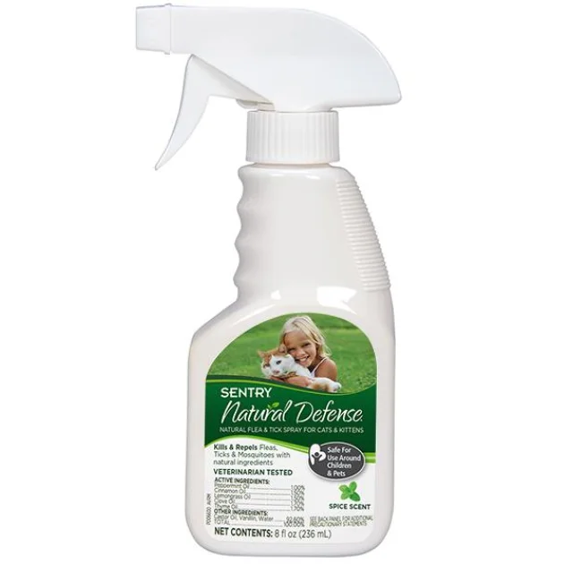 Спрей Sentry Natural Defense від бліх, кліщів, комарів, для котів і кошенят, 236 мл