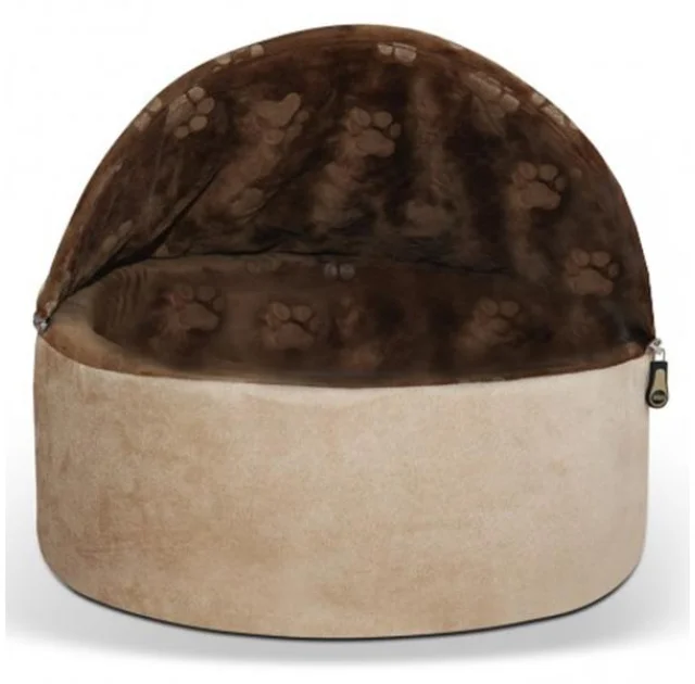Домик-лежак K&H Kitty Hooded для котов, жёлто-коричневый, 40.5×40.5×32 см