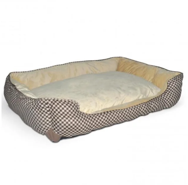 Лежак K&H Self-Warming Lounge Sleeper для собак и котов, коричнево-кофейный, 76×61×23 см