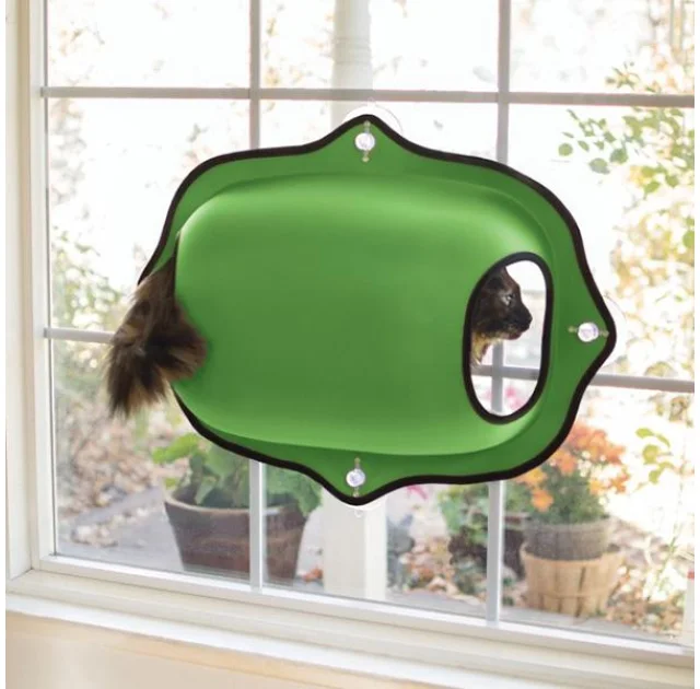 Спальное место домик K&H Ez Mount Window Pod на окно, для котов, зелёный, 69×20×51 см