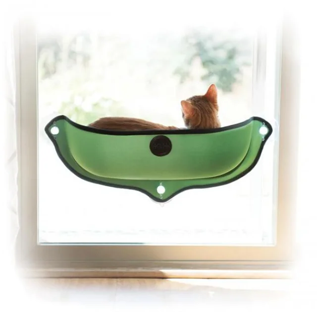 Спальное место K&H Ez Mount Window Bed на окно, для котов, зелёный, 69×28 см