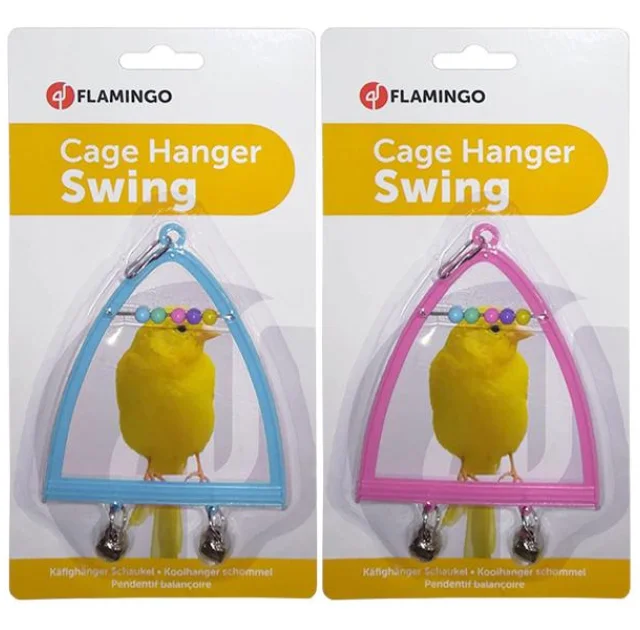 Іграшка Flamingo Swing Abacus Bell для птахів, жердинка, дзвіночок, рахунки, 10х13 см