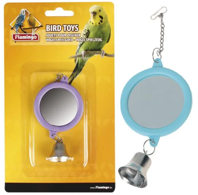 Іграшка Flamingo Mirror Round Bell для папуг, кругле, дзеркало з дзвіночком, 6 см