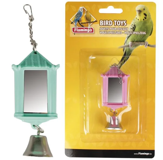 Іграшка Flamingo Lantern With Bell для папуг, дзеркало, ліхтарик з дзвіночком, 4х4х6 см