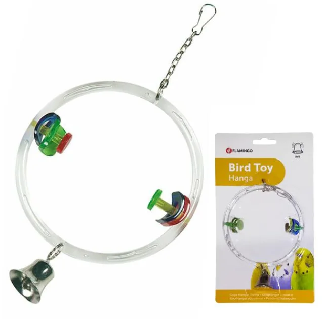 Іграшка Flamingo Cage Hanger Swing для птахів, круглі гойдалки з дзвіночком, 11 см
