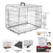 Клетка Flamingo Wire Cage для собак, двухдверная, с ручкой и выдвижным поддоном, 14.4 кг, 109х70х76 см