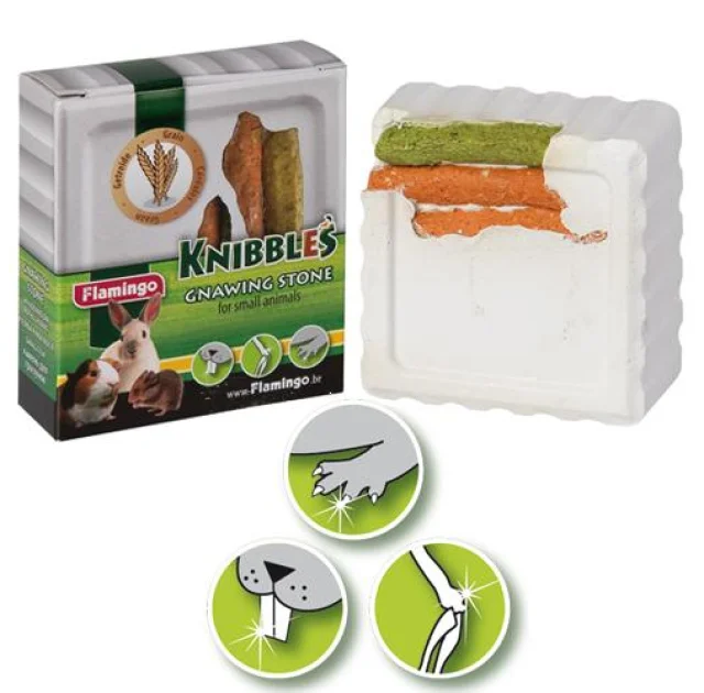 Мінеральний камінь Flamingo Knibbles Cereal для гризунів, зі злаками для гігієни зубів, 75 г