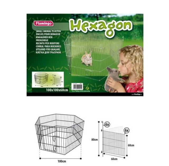Вольер Flamingo Hexagon для животных, металл, 6 панелей, 100х100х60 см