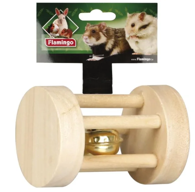 Іграшка Flamingo Rattle With Ball для гризунів з дзвіночком, дерево, 3.5х5 см