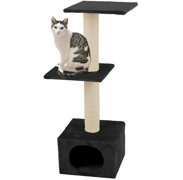 Когтеточки Flamingo Smaragd Black для кошек, 2 уровня, черный, 103×35×42 см