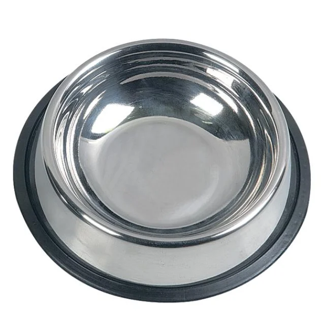 Миска Flamingo Inox Cat Dish для котів, з гумовим обідком, нержавіюча сталь, 10×3.5 см