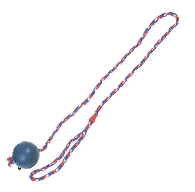 Іграшка Flamingo Ball With Rope для собак, м'яч з литої гуми на мотузці, 7 см