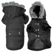 Куртка Flamingo Polar Black с капюшоном для собак, черная, 34 см
