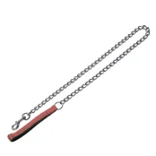 Ланцюг-поводок Flamingo ChainLead Soft Grip для собак, з нейлонової ручкою, червоний, 4 мм, 120 см