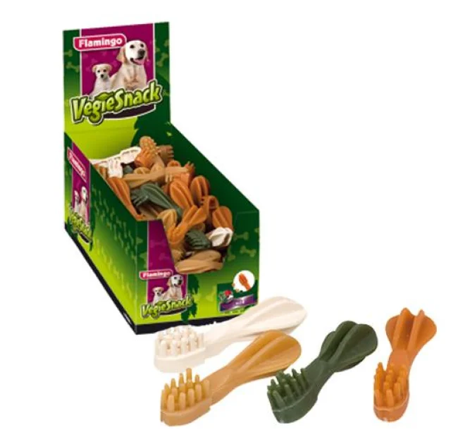 Ласощі Flamingo Vegie Tooth Mix для собак, жувальна зубна щітка, 10 шт/уп, 11 см, ціна за 1 шт