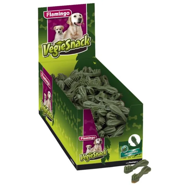 Ласощі Flamingo Vegie Tooth Chloro для собак, жувальна зубна щітка з хлорофілом, 7 см
