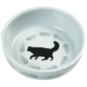 Миска Flamingo Cats Single для котів, кераміка, біла, 12×3.5 см