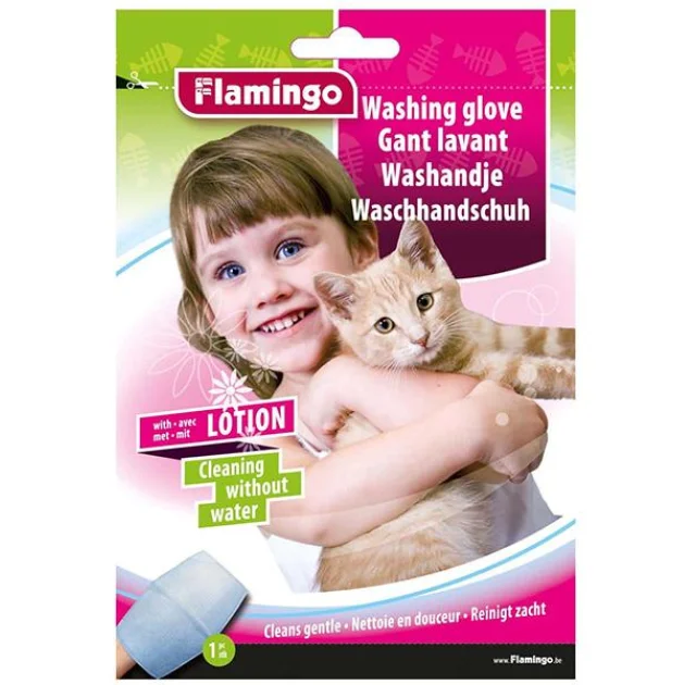 Рукавица-салфетка Flamingo Washing Glove Cat для котов, чистка без воды