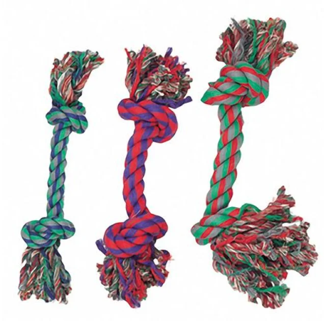 Іграшка Flamingo Cotton Knot Mini для собак мотузкова кістка, 2 вузла, маленька, 14 см, 3 шт
